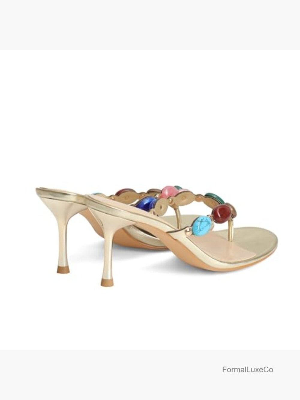 Gold Multicolor Gem Thong Heels - Picture 6 of 7